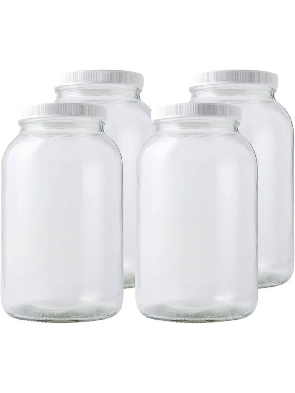 4-Pack Wide Mouth Glass Storage Jars with Lids | 1 Gallon Food Canisters